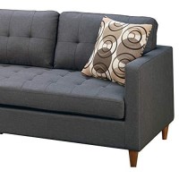 Benjara Polyfiber Sectional Sofa With Pillows, Gray