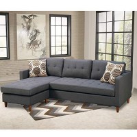 Benjara Polyfiber Sectional Sofa With Pillows, Gray