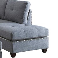 Benjara Polyfiber Sectional Sofa, Blue Gray