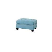 Benjara Benzara Polyfiber Sectional Sofa With Ottoman, Blue,