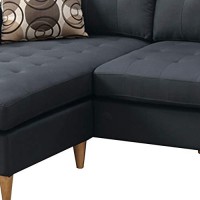 Benjara Polyfiber Sectional Sofa With Pillows, Dark Gray