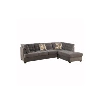 Benzara Luxurious Corduroy Sectional Sofa, Gray
