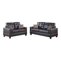Benjara Benzara Gracious Sofa With Loveseat And Cushions, Dark Brown