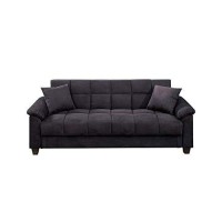 Benjara Microfiber Adjustable Sofa With Pillows, Gray