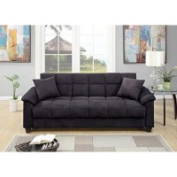 Benjara Microfiber Adjustable Sofa With Pillows, Gray