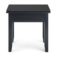 Simplihome Artisan Solid Wood 21 Inch Wide Square End Side Table In Black With Storage, 1 Drawer, For The Living Room And Bedroom