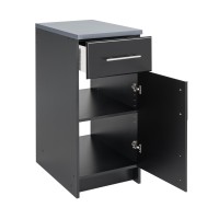 Prepac Elite Single Door Base Storage Cabinet With Drawer, 16 W X 36 H X 24 D, Black