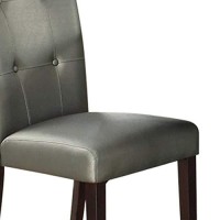 Benjara Benzara Leatherette Dining Chair With Tufted Back, Set Of 2, Gray,