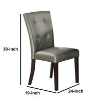 Benjara Benzara Leatherette Dining Chair With Tufted Back, Set Of 2, Gray,