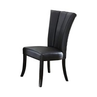Benjara Poplar Wood Leatherette Dining Chair (Set Of 2), Black