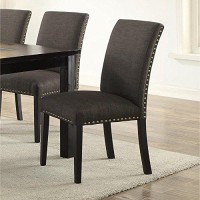 Benzara Wooden Dining Chair, Set Of 2, Black, Ash