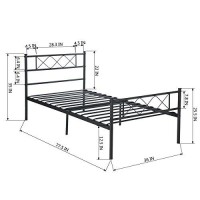 Simlife Metal Platform Bed Frame With Two Headboards Mattress Foundationslat Supportno Box Spring Needed, Twin
