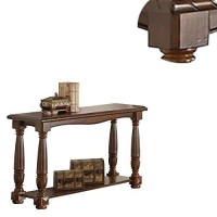 Benzara Wooden Console Table With Bottom Shelf Brown