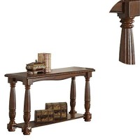 Benzara Wooden Console Table With Bottom Shelf Brown