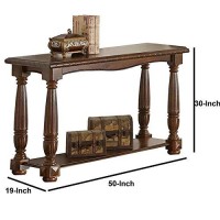 Benzara Wooden Console Table With Bottom Shelf Brown