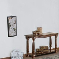 Benzara Wooden Console Table With Bottom Shelf Brown