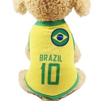 Gabefish Dog World Cup T Shirt Pets Football Jersey Sports Soccer National Team Vest Cat Summer Cool Clothes Apparel Brazil X-Small