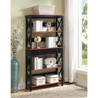 Convenience Concepts Oxford 5 Tier Bookcase With Drawer Cherry Black