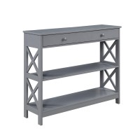 Convenience Concepts Oxford 1-Drawer Console Table 39.5 - Sofa Table With Storage Shelf, Transitional Entryway Hall Table For Living Room, Kitchen, Bedroom, Gray