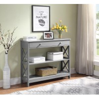 Convenience Concepts Oxford 1-Drawer Console Table 39.5 - Sofa Table With Storage Shelf, Transitional Entryway Hall Table For Living Room, Kitchen, Bedroom, Gray