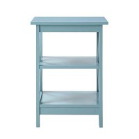 Convenience Concepts Oxford End Table With Shelves, Sea Foam Blue