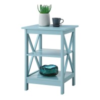 Convenience Concepts Oxford End Table With Shelves, Sea Foam Blue