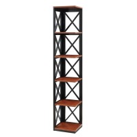 Convenience Concepts Oxford 5 Tier Corner Bookcase, Cherry / Black