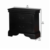 Benzara Night Stand With Drawers Black