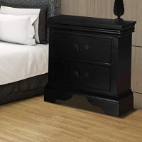 Benzara Night Stand With Drawers Black