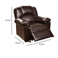 Benjara , Brown Bonded Leather Recliner