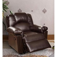 Benjara , Brown Bonded Leather Recliner