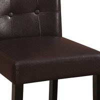 Benjara Wooden Height Chair With Button Tufted Back, Set Of Two, Brown,