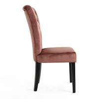 Christopher Knight Home Venetian Tufted Velvet Dining Chair, Blush / Dark Brown