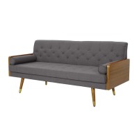 Gdfstudio Christopher Knight Home Aidan Mid Century Modern Tufted Fabric Sofa, Gray