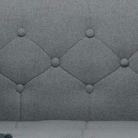 Gdfstudio Christopher Knight Home Aidan Mid Century Modern Tufted Fabric Sofa, Gray