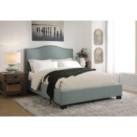 Modus Furniture Solid-Wood Upholstered Bed, California King, Ariana - Bluebird