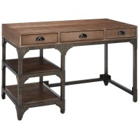 Homeroots Furniture Weathered Oak & Antique Silver Desk, Multicolor
