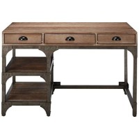 Homeroots Furniture Weathered Oak & Antique Silver Desk, Multicolor