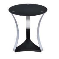 Homeroots Furniture End Table In Black Glass & Chrome Multicolor