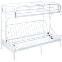 Homeroots Furniture White Twinfullfuton Bunk Bed, Multicolor