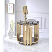 Homeroots Furniture End Table In Black & Gold Multicolor