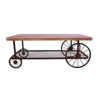 Homeroots Furniture Coffee Table In Oak & Antique Gray, Multicolor