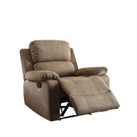 Homeroots Furniture Polished Microfiber Fabric Taupe Recliner Multicolor
