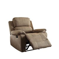 Homeroots Furniture Polished Microfiber Fabric Taupe Recliner Multicolor
