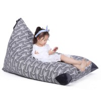 Jorbest Stuffed Animal Storage Bean Bag Chair For Kids And Adults, Stuffed Animal Bean Bag, Premium Canvas Stuffie Seat - Cover Only (Grey With White Arrows 200L/52 Gal)