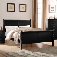 Benzara Legant Modern Style Queen Size Sleigh Bed, Black