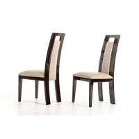 Homeroots Wood, Leatherette Modern Ebony And Taupe Dining Chair (Set Of 2)