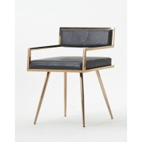 Homeroots Furniture Kitchen Restaurant Modern Black And Rosegold Dining Chair - 30 H