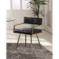 Homeroots Furniture Kitchen Restaurant Modern Black And Rosegold Dining Chair - 30 H