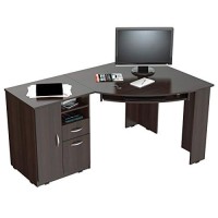 Homeroots L Shaped Computer Desk With Metal Legs And 2 Drawers, Shelf Study Writing Table For Home Office, Modern Simple Style Pc Desk, Melamine, Engineered Wood